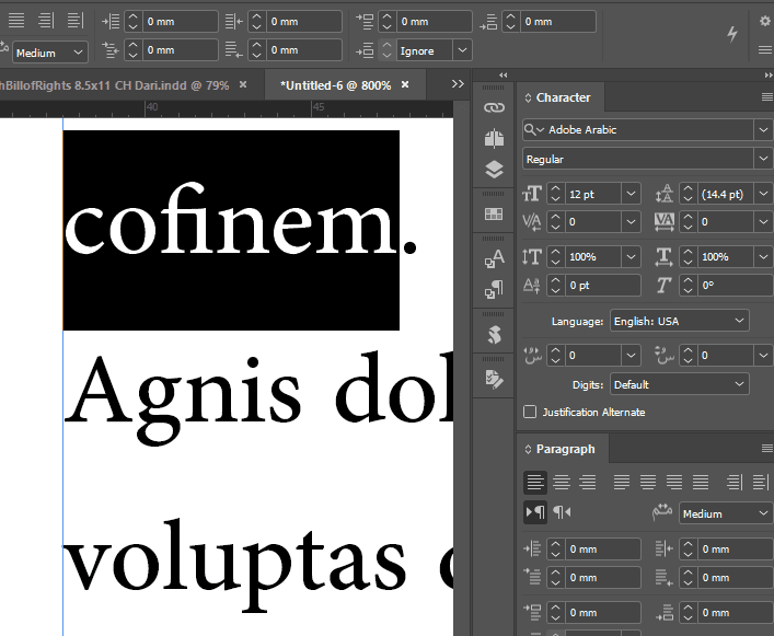 Ligatures Not working in random areas no matter wh... Adobe Community