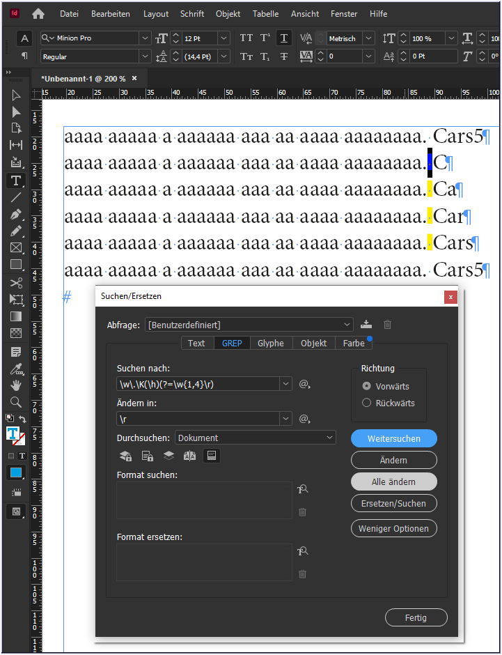 GREP automatically return single short word after... Adobe Support