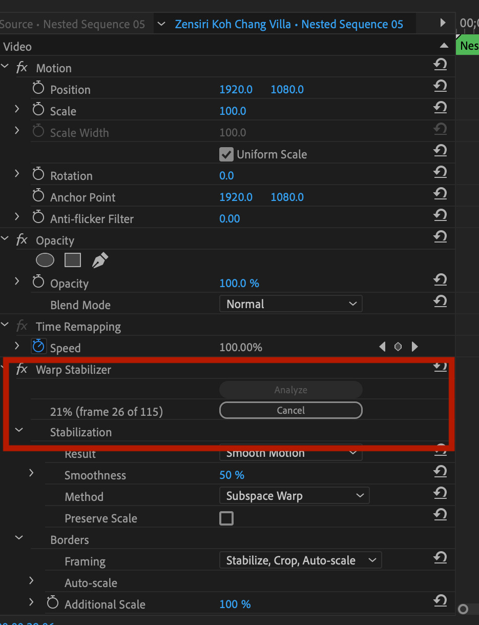 Warp Stabilizer not working on Lumix Clips Adobe Community 13990221