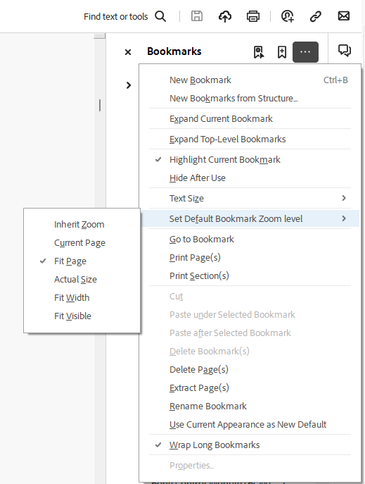 Changing Zoom Level on Already Existing Bookmarks Adobe Community