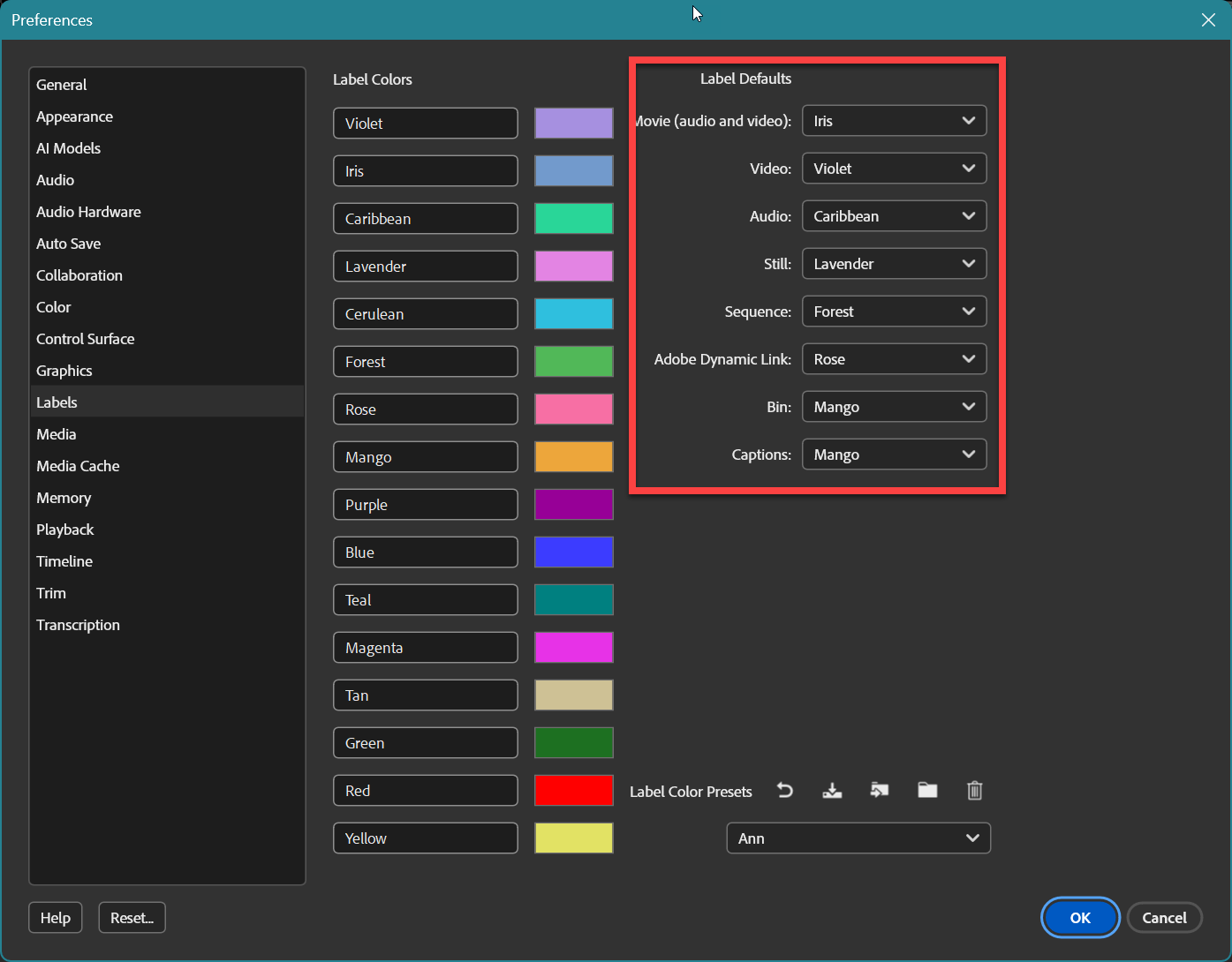 Color selection for bins/elements in project windo... Adobe Community