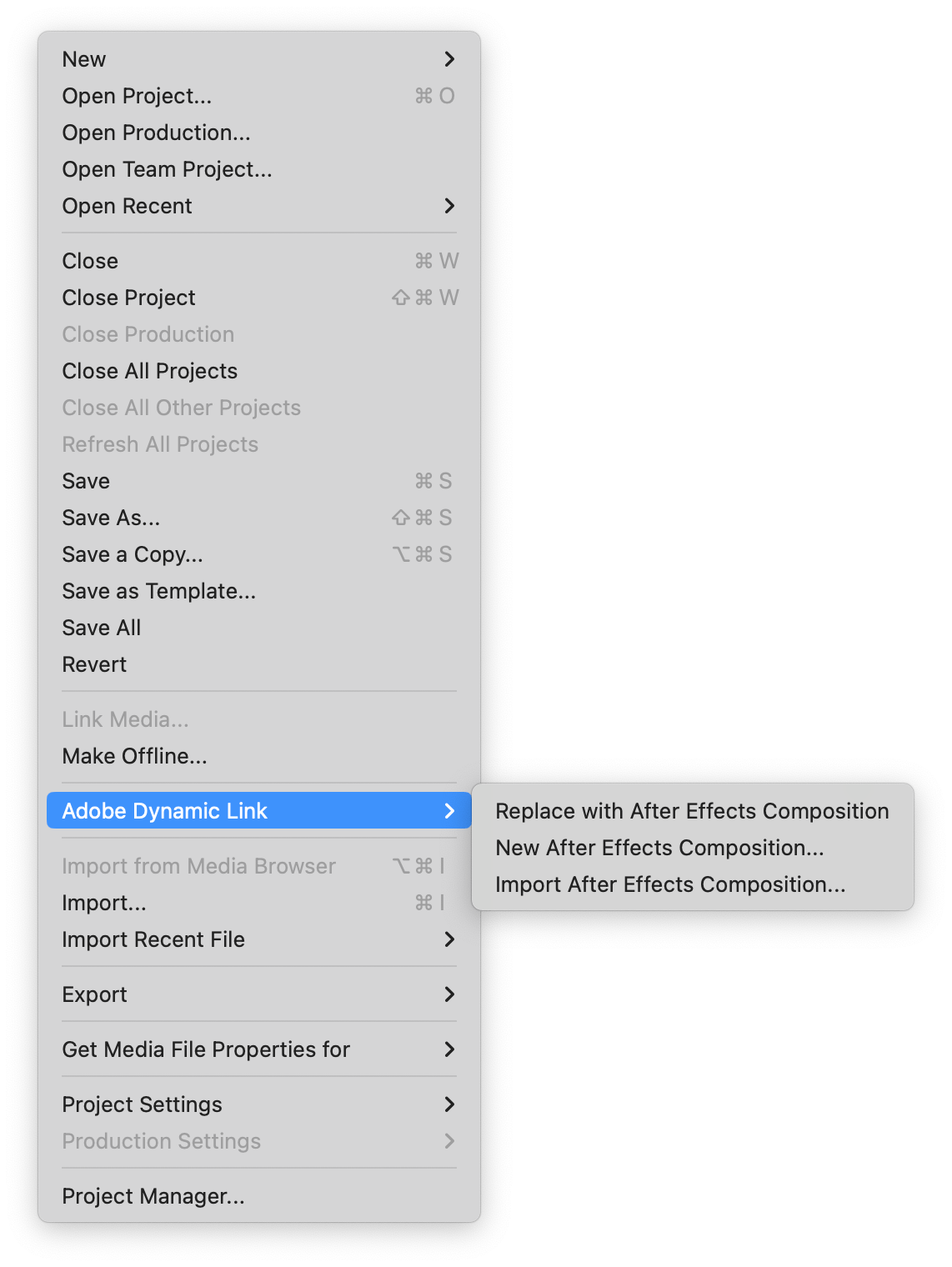 Adobe Dynamic Link grayed out in Premier Pro Adobe Community 14947355