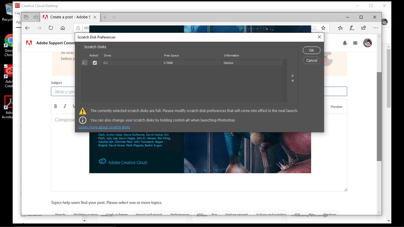 SCRATCH DISK FULL - Adobe Community - 11098579