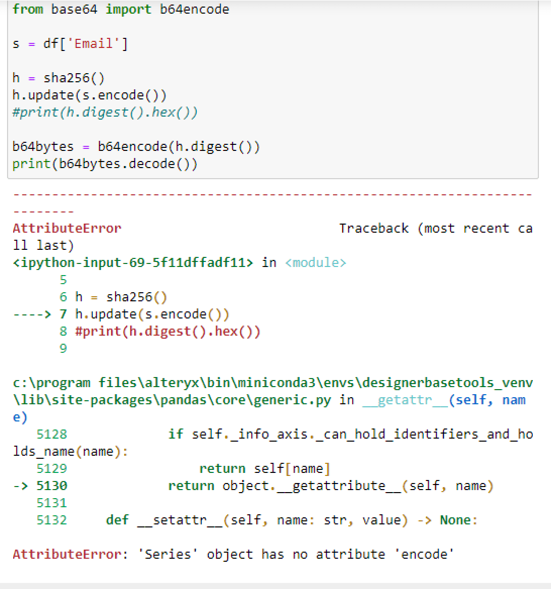 Solved Using Python to do base64 encode SHA 256 in Altery... Alteryx