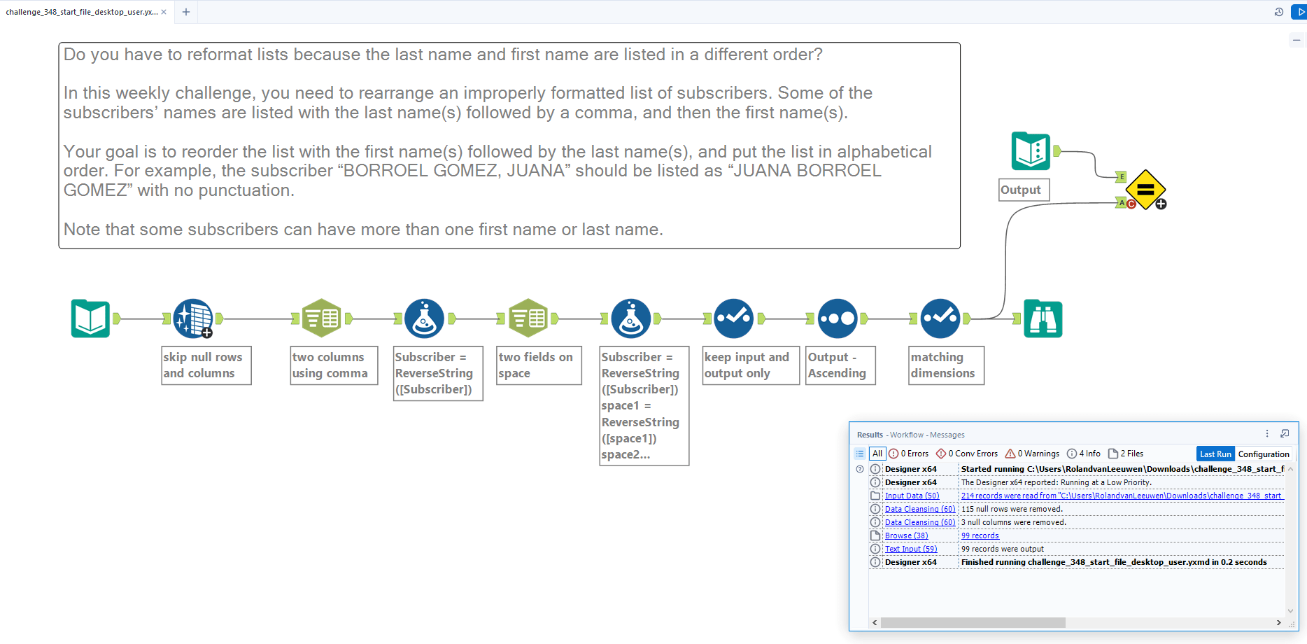 Challenge 348 Reorder a List of Names Alteryx Community