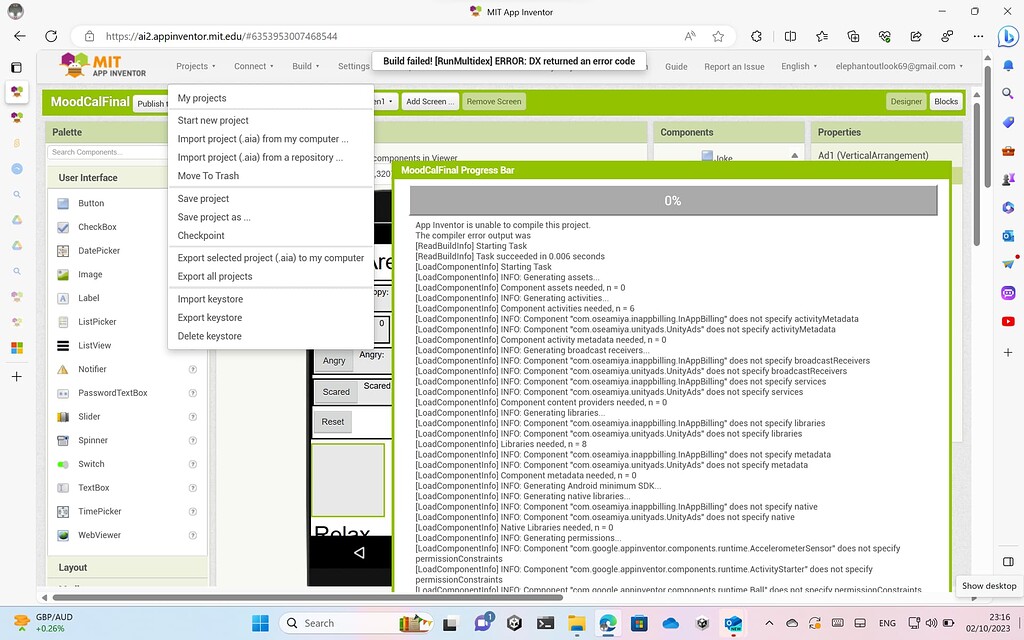 Compiler Error DX returned an error code MIT App Inventor Help MIT