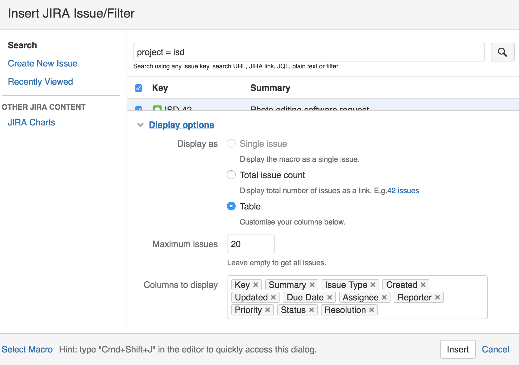 Solved Confluence Page Jira filter columns