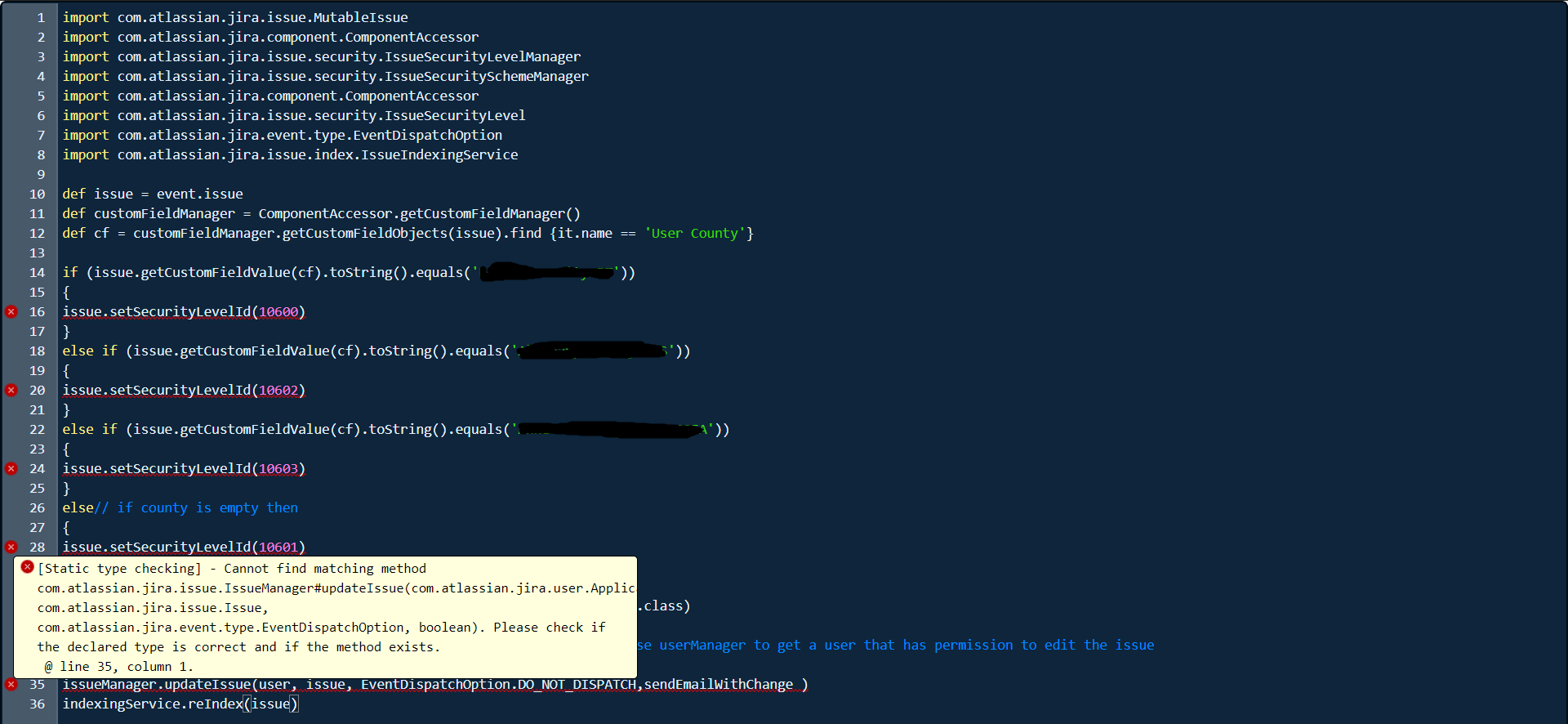 Solved Setting issue security level based on custom field...