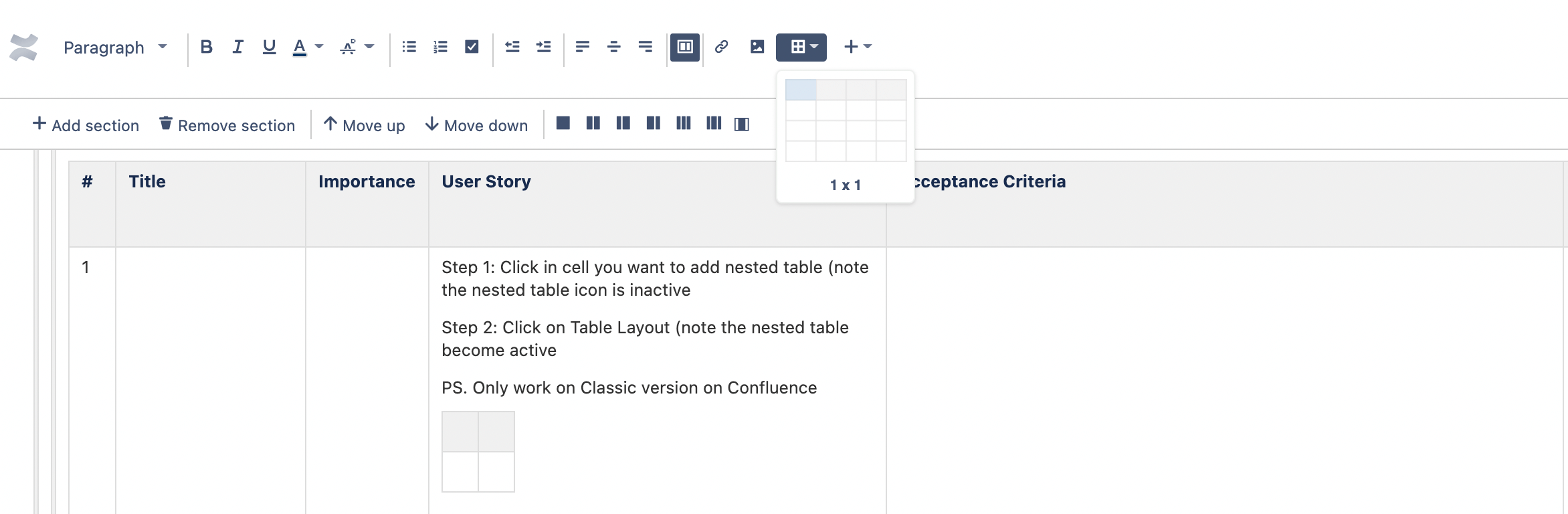 Solved Nested tables in Confluence