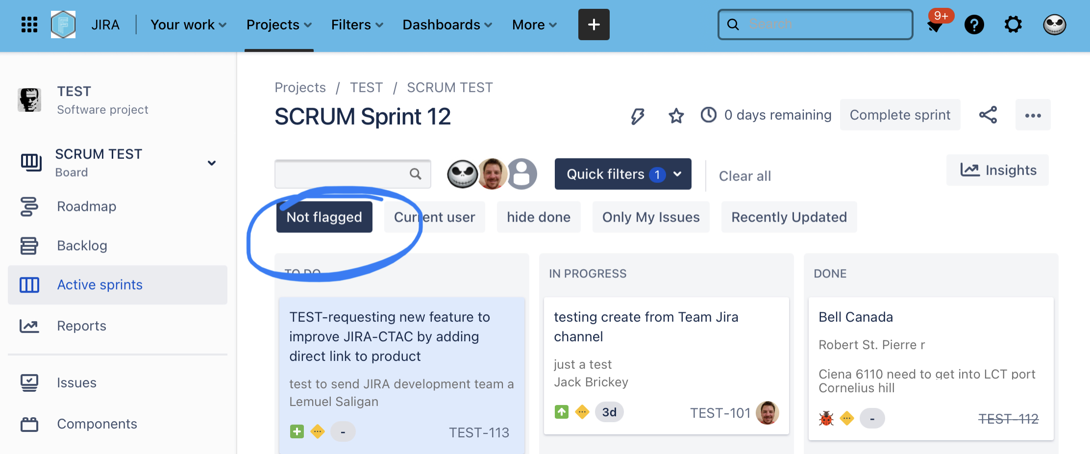 Solved Quick filter on Active Sprint view Hide flagged