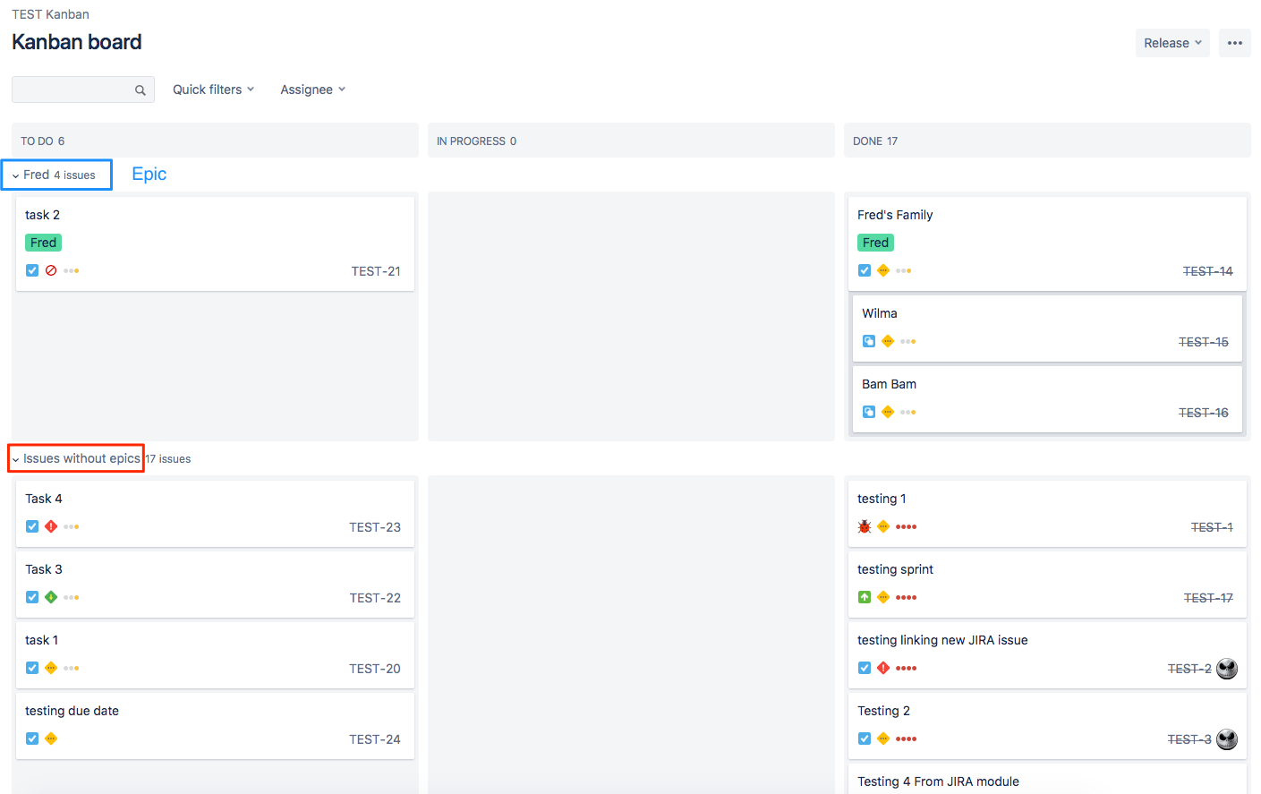 Solved Epics on kanban board
