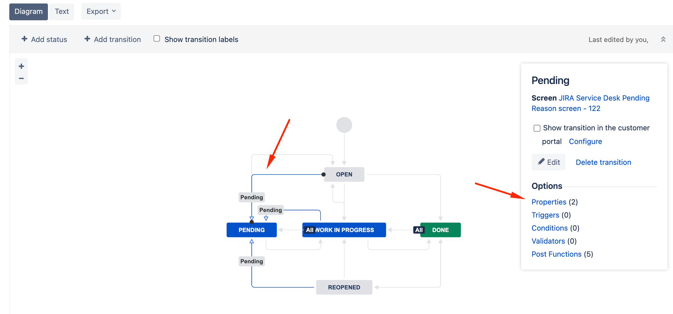 How to reorder status transitions in the new issue view