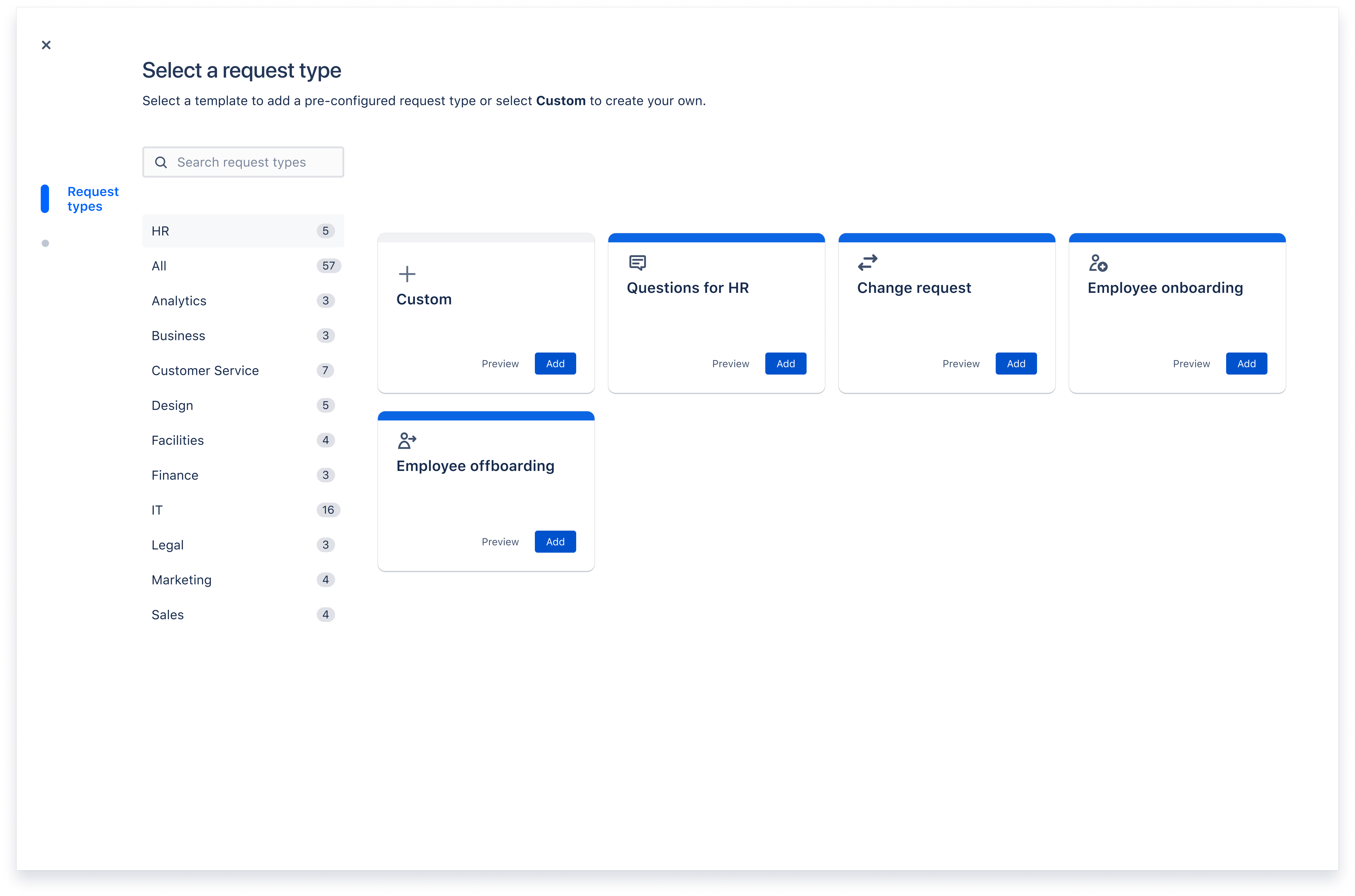 Early access program request type templates in Jira Service Management
