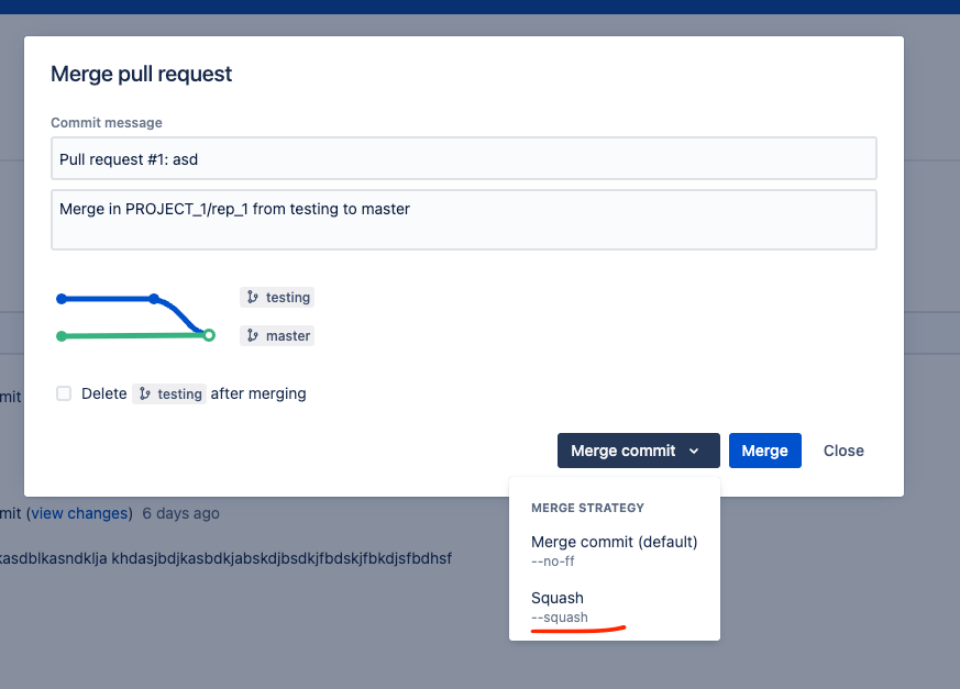 How to squash the merge commit directly from ui
