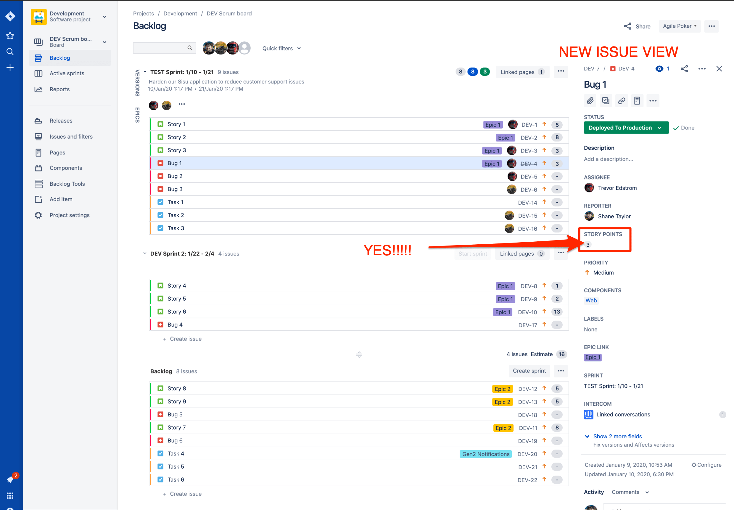 Solved Adding "Story Points" to new issue view for Bug