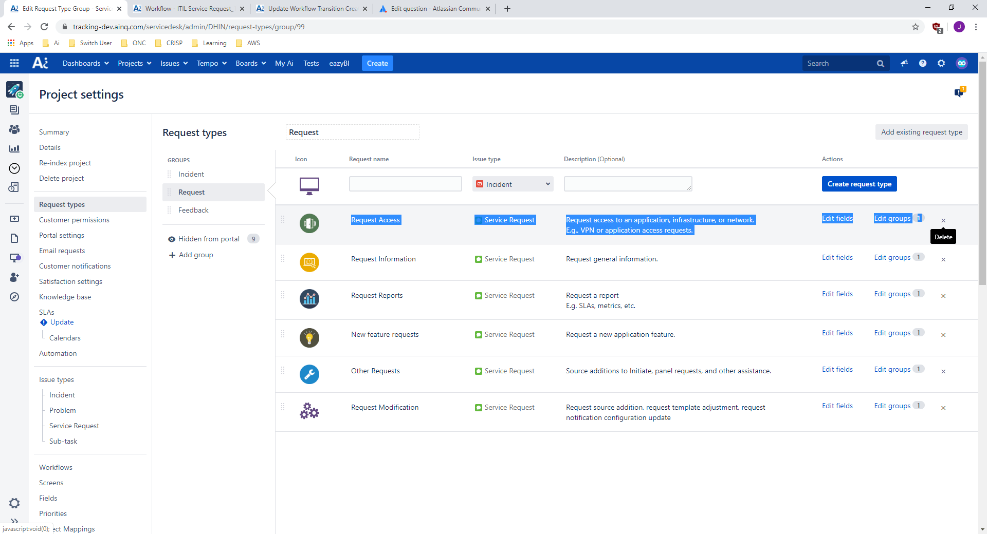 Adding a dropdown option to one Request Type with...