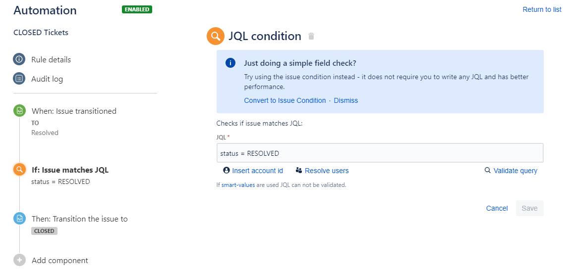 Solved Resolved to Closed Status automatically