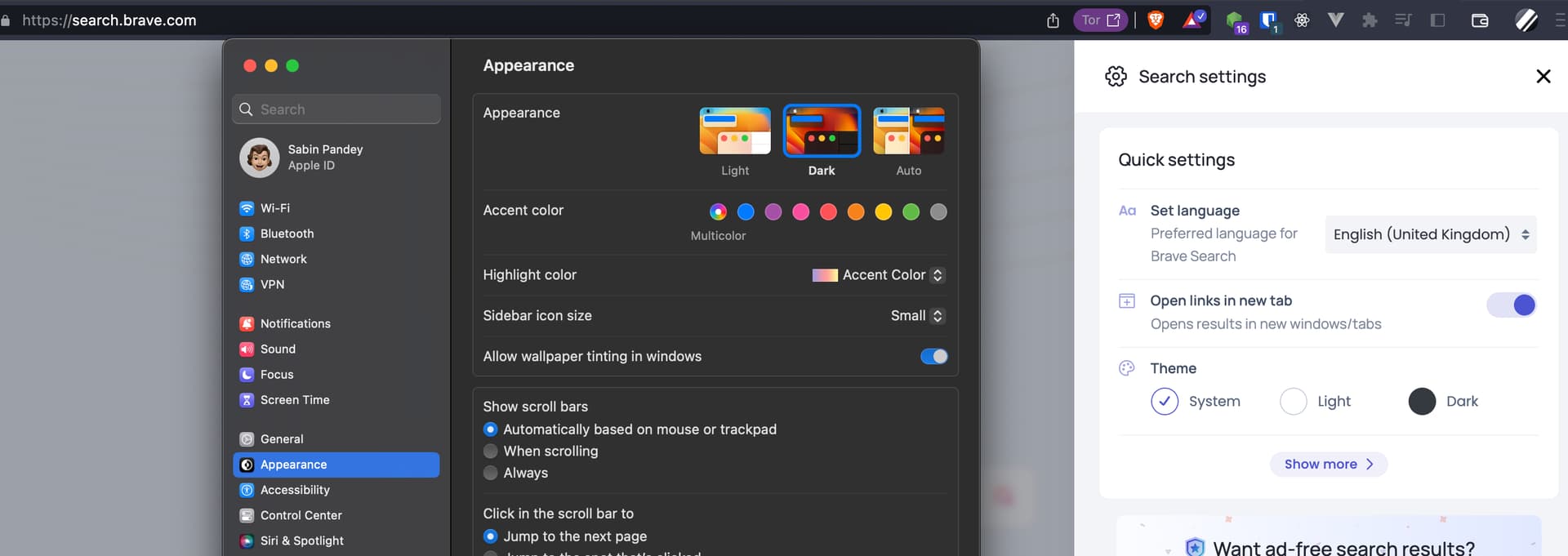 Dark mode not working on sites even though system dark mode is used