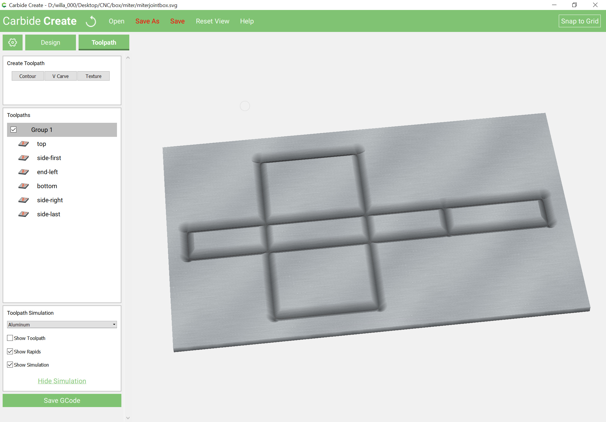 Design into 3D miter box Tutorials Carbide 3D Community Site