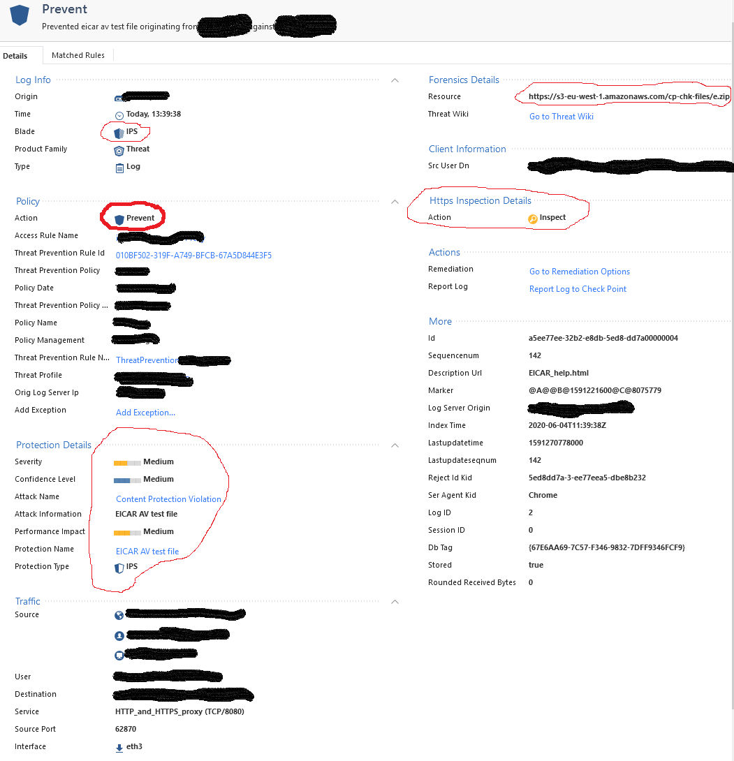 EICAR in ZIP archive Check Point CheckMates