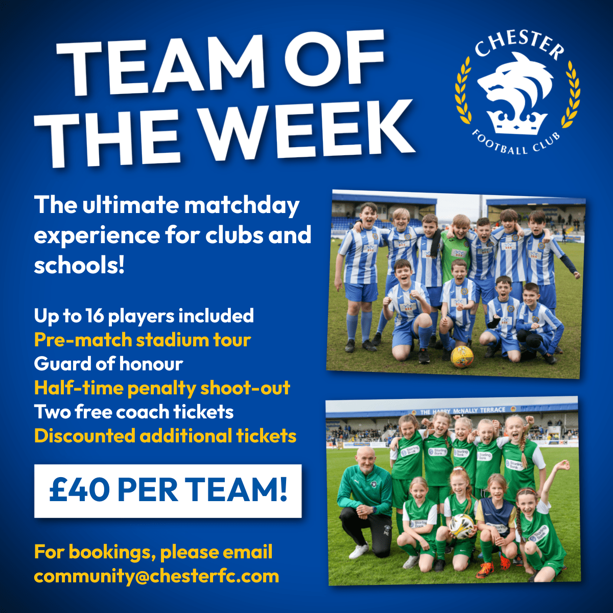 Chester FC Team of the Week opportunities for 2023/24 Chester FC