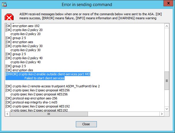 Anyconnect VPN Wizard &quot;Finish&quot; does not work on two ASA 5505 Cisco