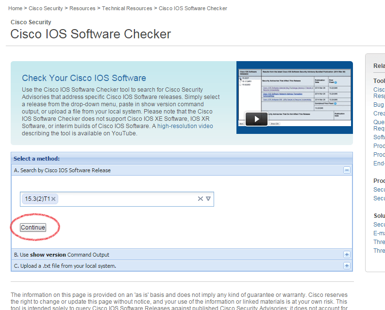 IOS Software Checker の簡単な使用方法 Cisco Community