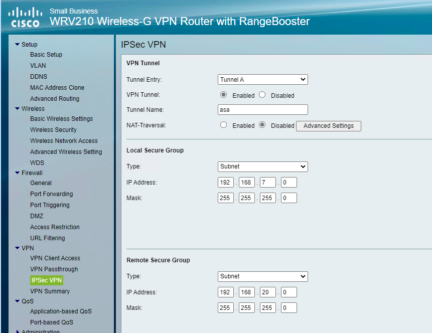 Solved set up LANTOLAN vpn Cisco Community
