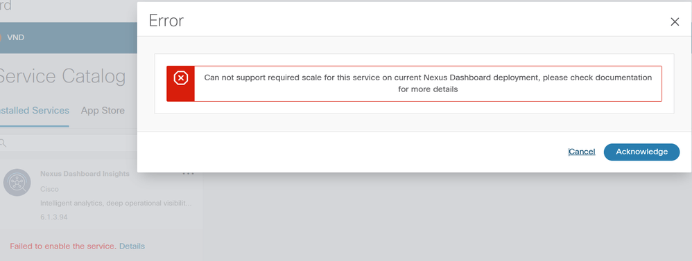 Solved: Nexus Dashboard Insights - failed to enable the service - Cisco