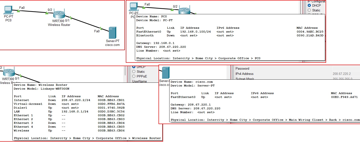 Packet Tracer 2.1.1.5 Ping Request could not find host.