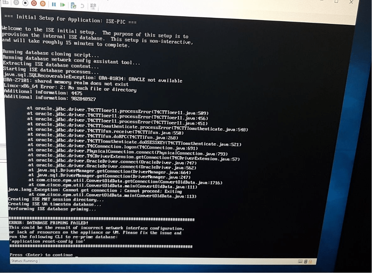 Solved Cisco ISEPIC Database Priming Failed! Cisco Community
