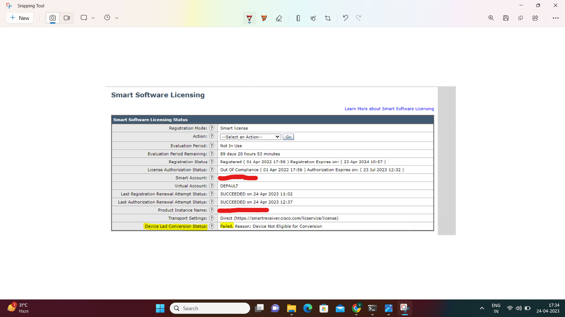 Solved Device led conversation status failed on ESA Cisco Community