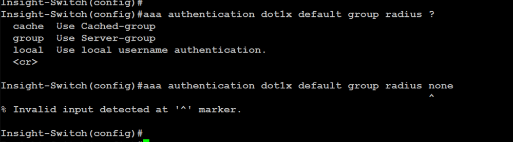 Solved aaa authentication dot1x default group radius none Cisco