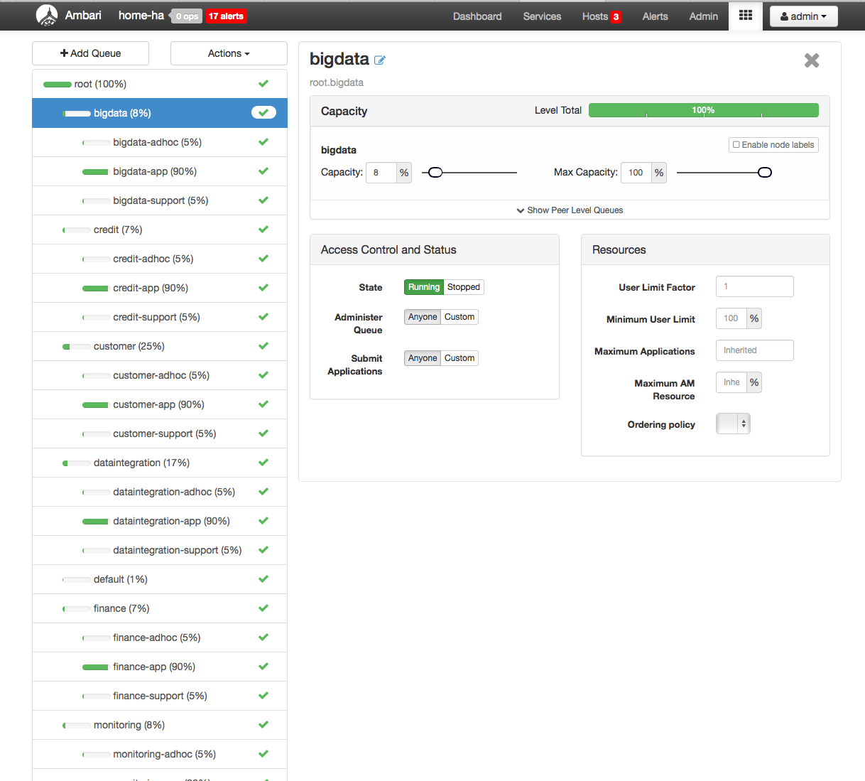 Configuring YARN Capacity Scheduler with Ambari Cloudera Community 244235