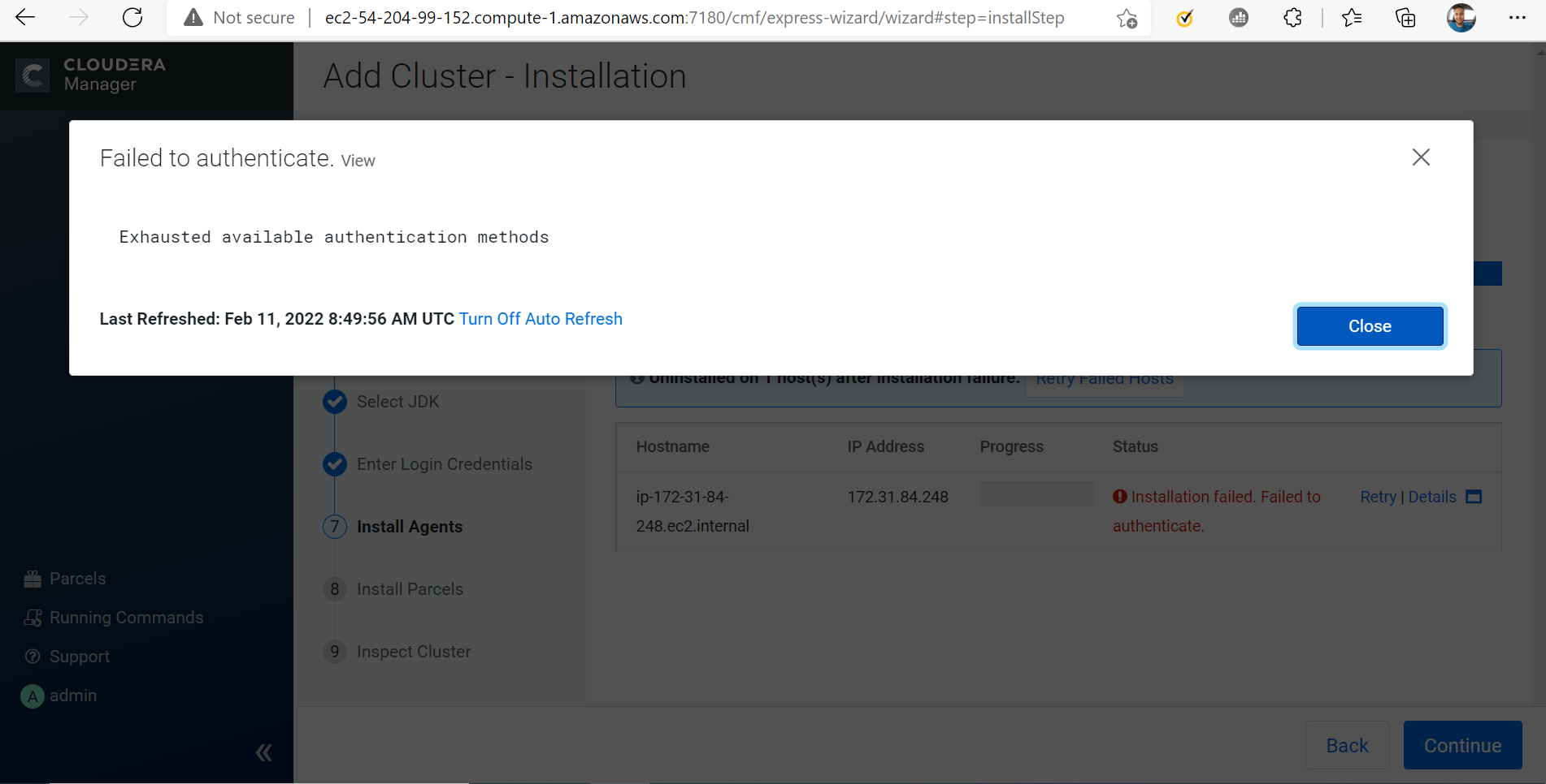 Solved Exhausted available authentication methods error Cloudera Community 335990