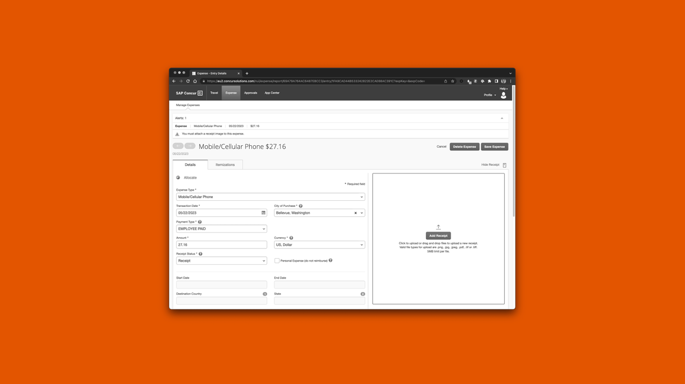 Drag and Drop Receipts into Three Areas SAP Concur Community