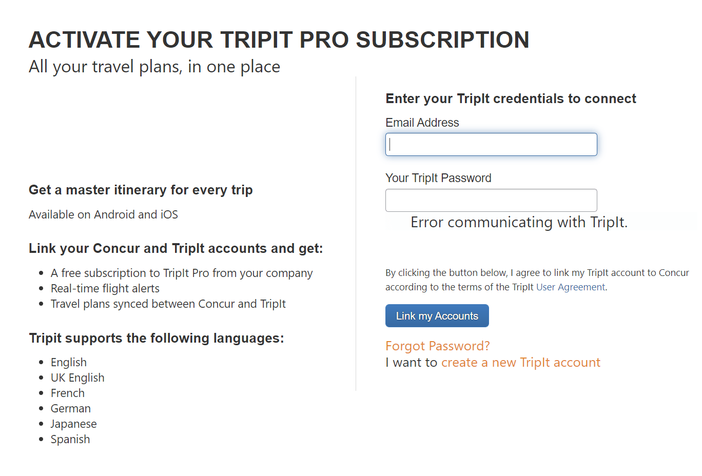 tripit pro connection SAP Concur Community
