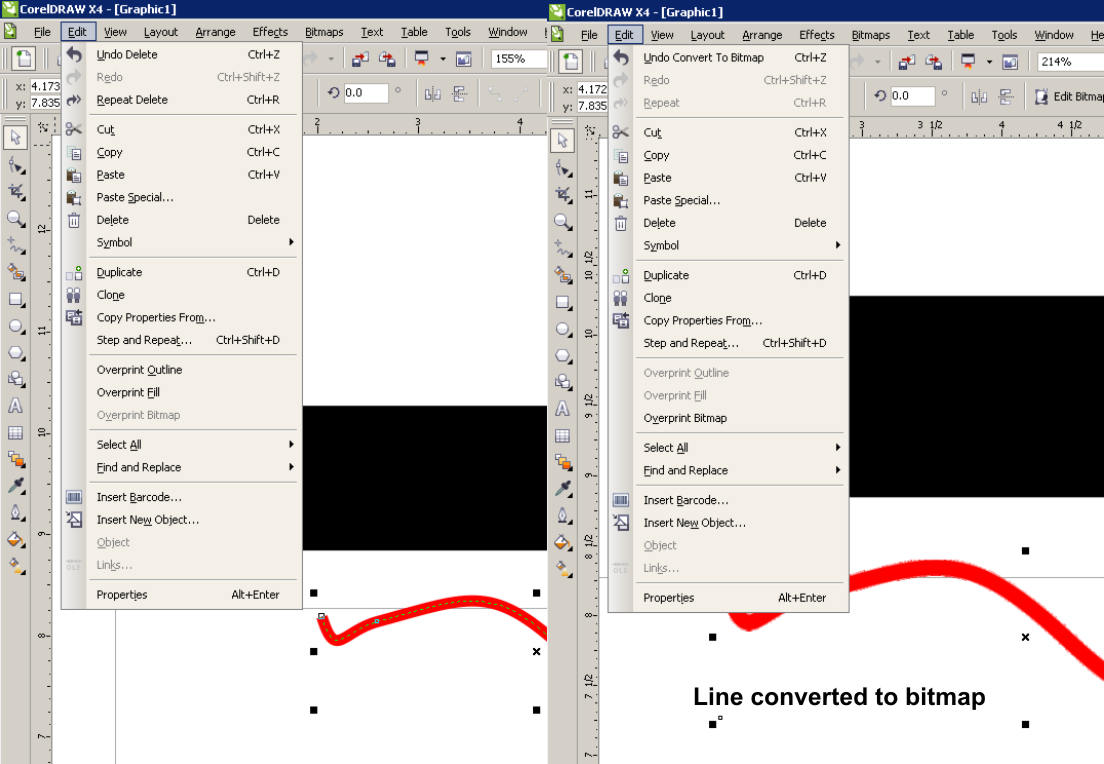 Why will it not let me change to color of a bitmap in corel x4 startsin