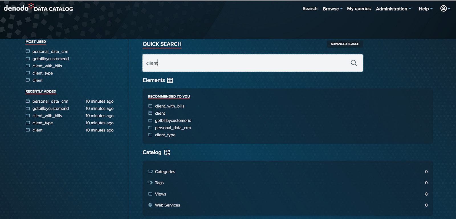 Use Denodo Data Catalog for exploring the Denodo server metadata