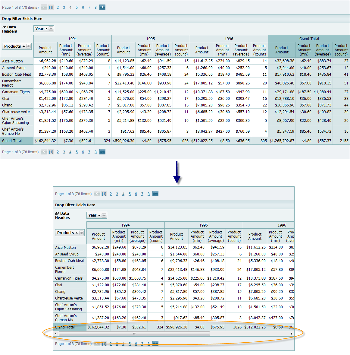 Pivot Grid Supports Horizontal ScrollBar v2010 vol 1