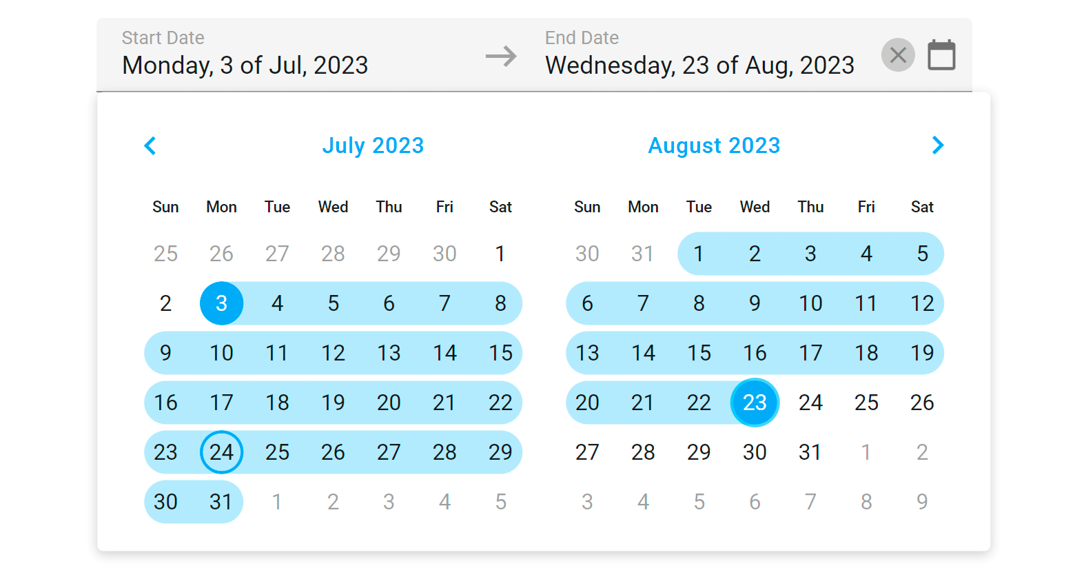 DevExtreme DateRangeBox Component Released (v23.1)