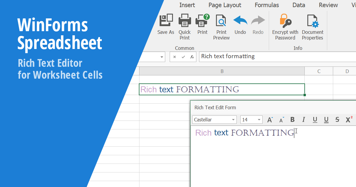 WinForms Spreadsheet How to Create a Rich Text Editor for Worksheet Cells