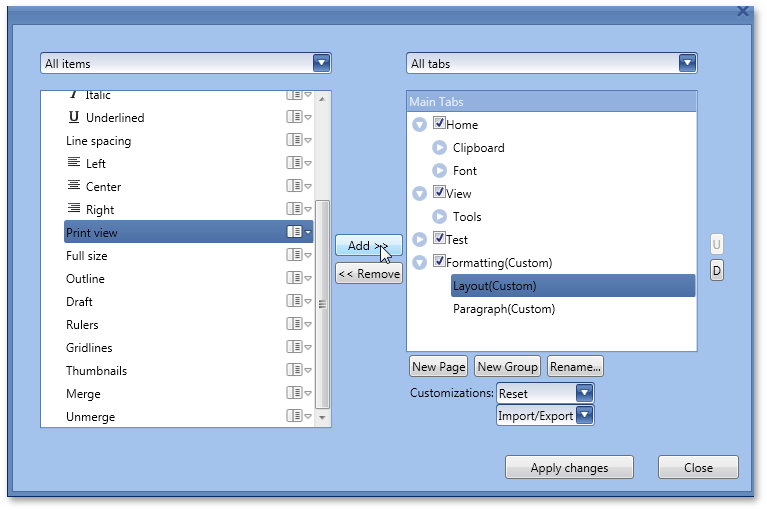 Silverlight and WPF Ribbon Bar Merging (MDI Apps) and Runtime