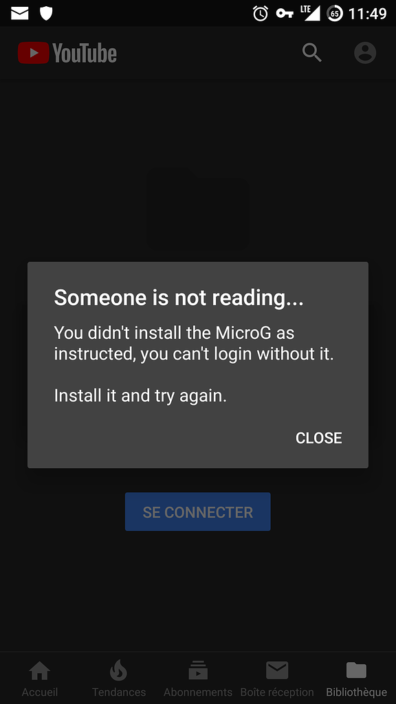MicroG don't work with Youtube Vanced Features & Applications /e