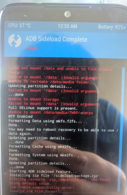 Redmi Note 7 Pro (violet), couldn’t flash the ROM: Zip Treble