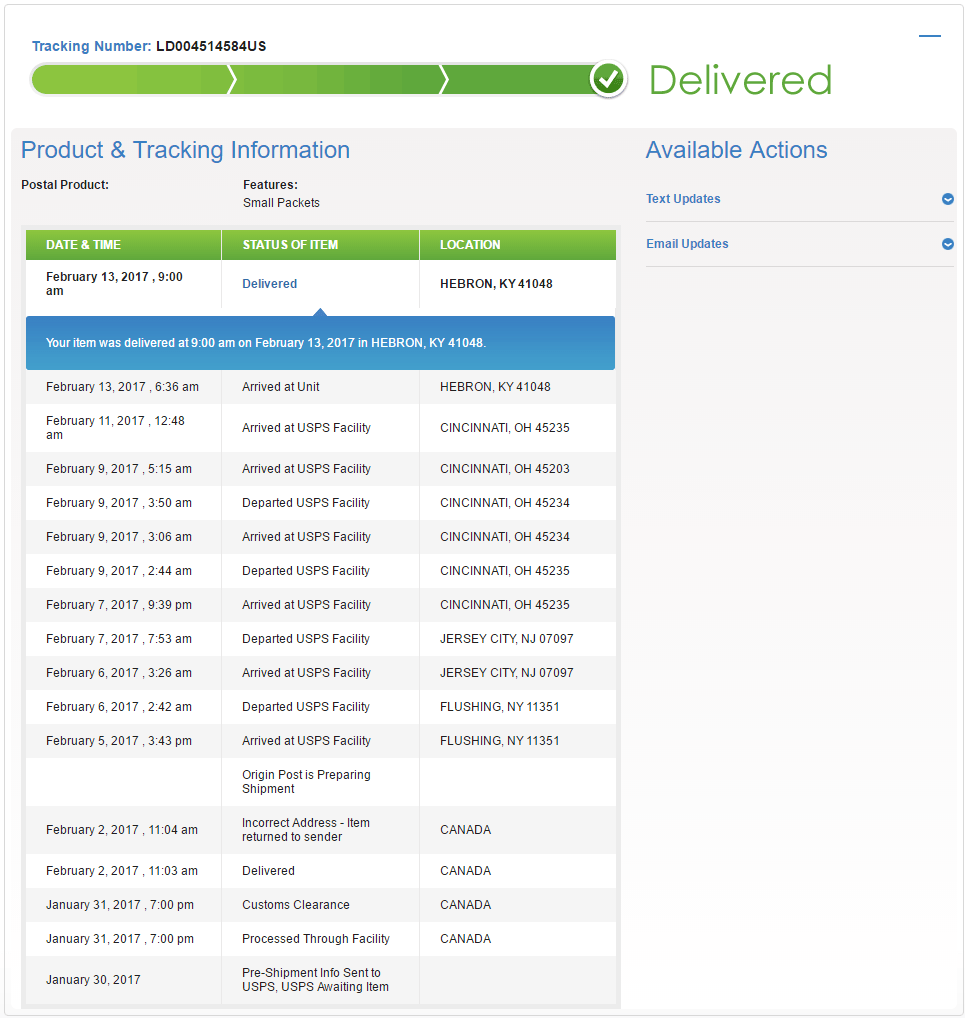 Item send back to sender for wrong address, and eB... The eBay Canada