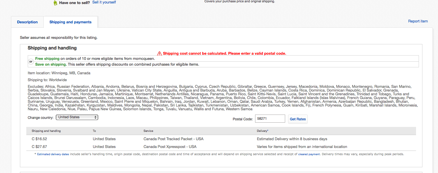 Failure to show Tracked Packet US shipping Work Ar... The eBay Canada