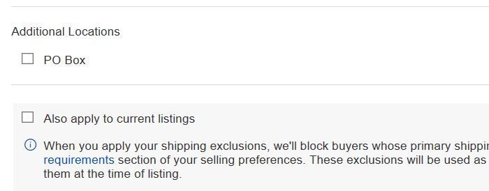 Buyer says my settings say no shipping to PO Box. The eBay Community