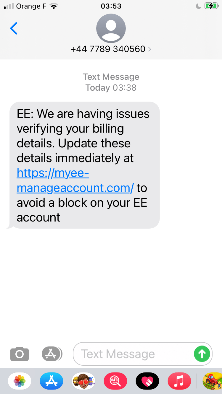 Text scam re billing details. The EE Community