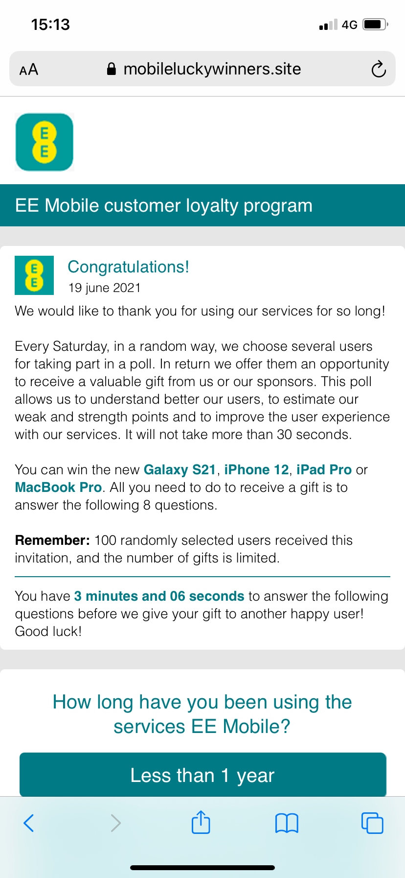 Scam pop up The EE Community